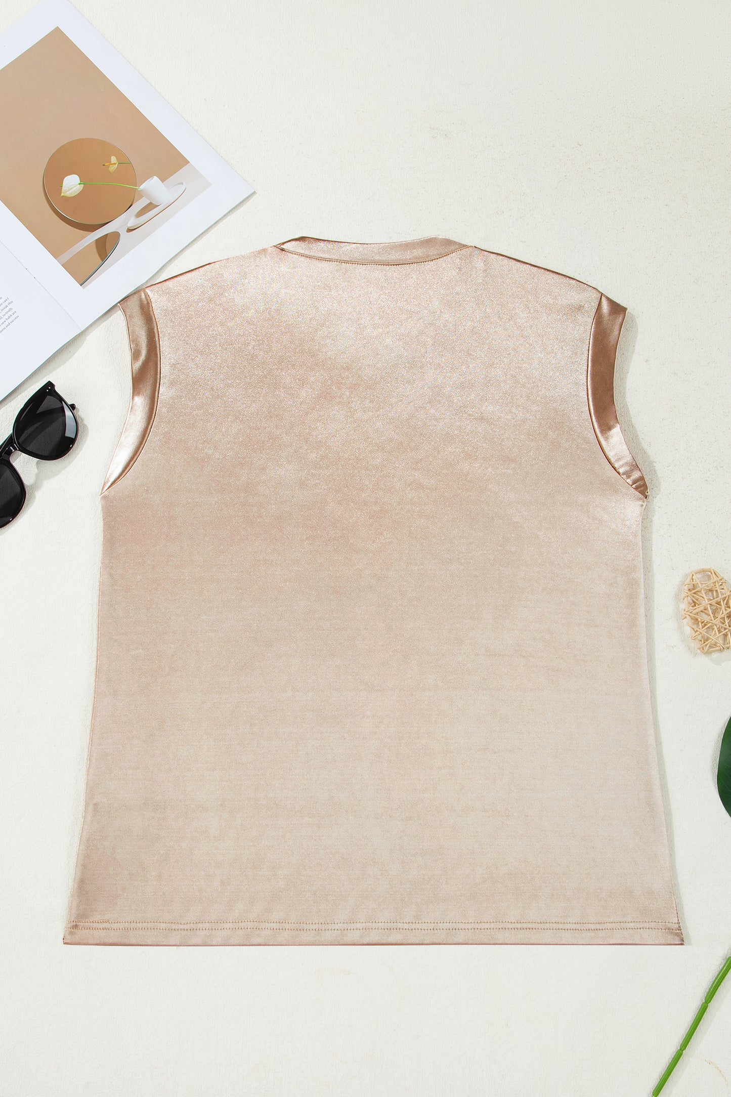 Gold Round Neck Metallic Tank Top
