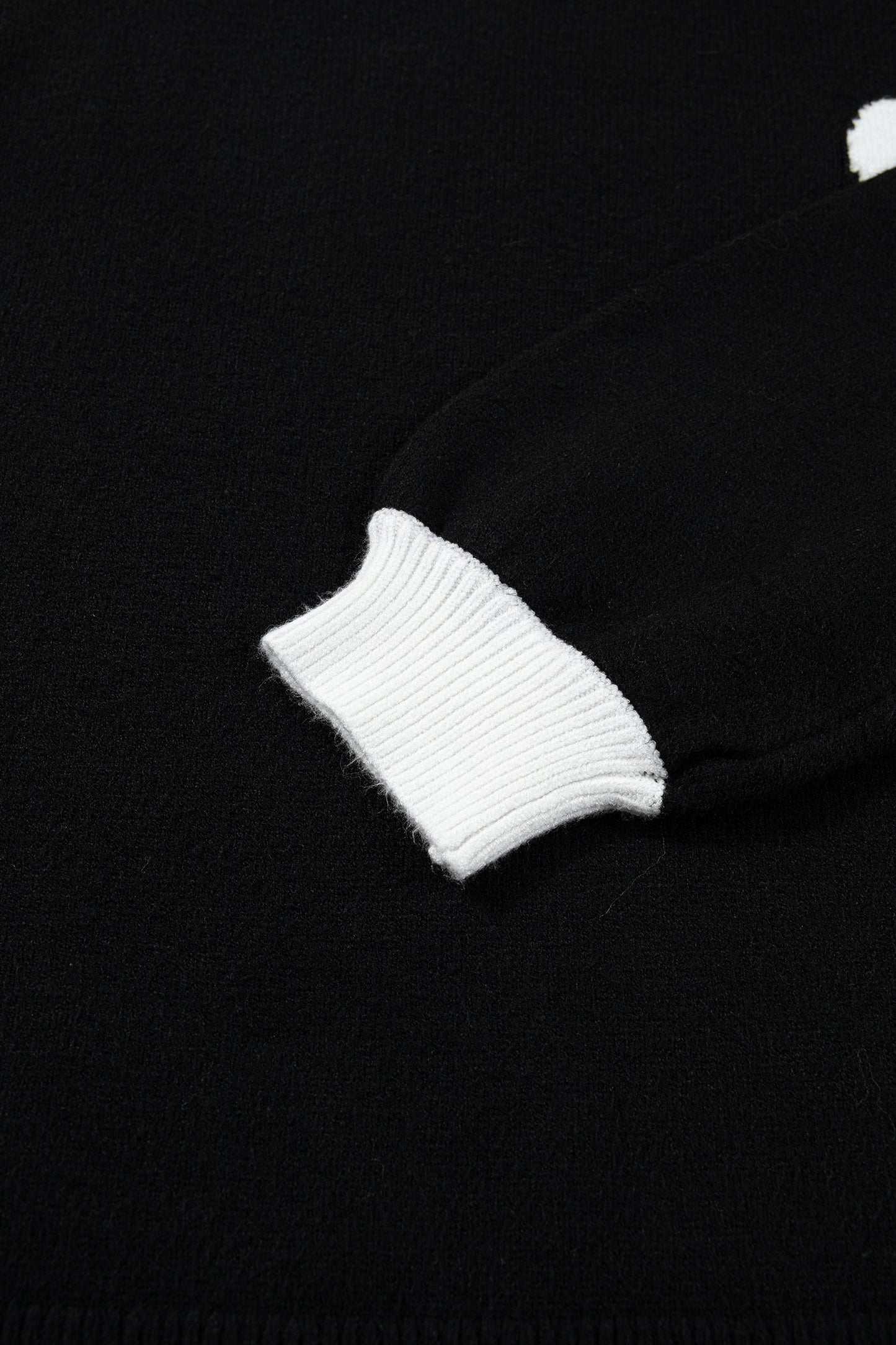 Black Heart Detail Contrast Cuffs Baggy Sweater