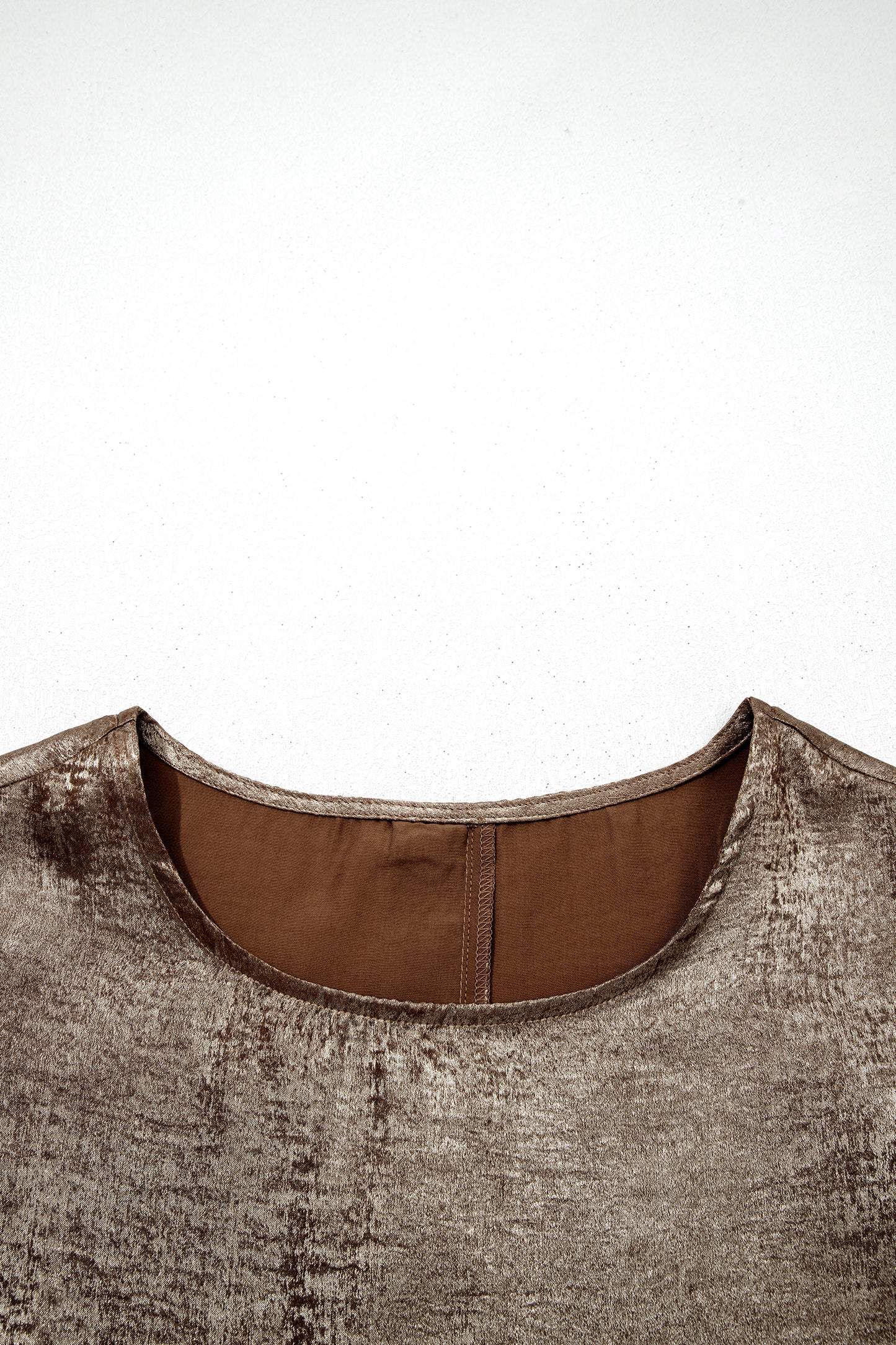 Gold Metallic Round Neck Ruffle Trim Sleeveless Top