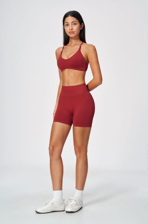 V Neck Sporty Bra & High Waist Shorts Set