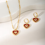 Heart Beaded Earrings and Necklace