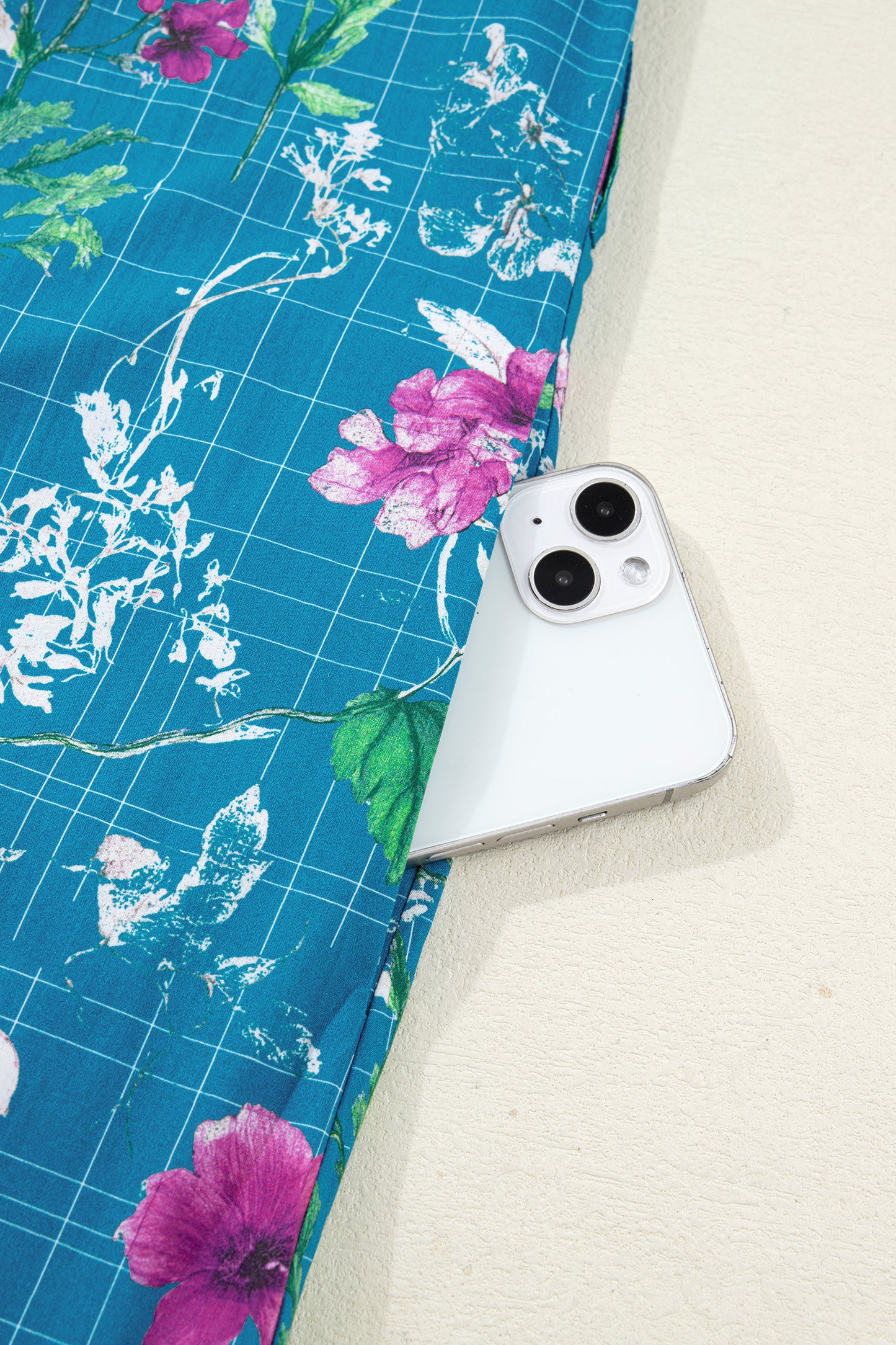 Blue Floral Flutter Sleeve Button Tie Split Neck Belted Long Dress