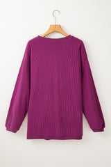 Festival Fuchsia Ribbed Corduroy Oversized Sweatshirt