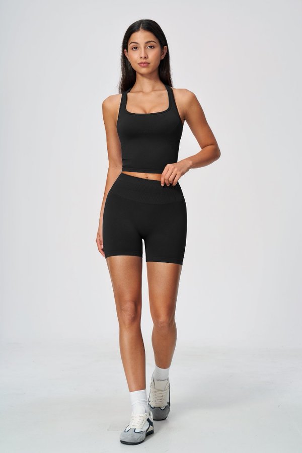 Supportive Racerback Top & High Waist Seamless Shorts Set