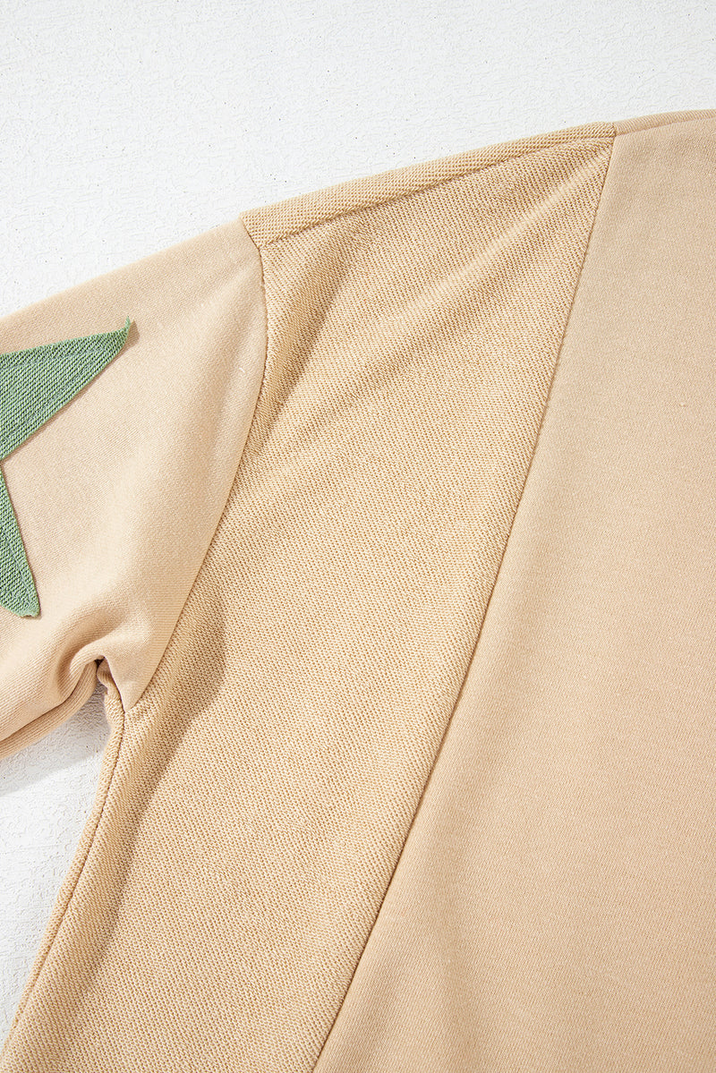 Parchment Star Patchwork Exposed Seam Oversized Sweatshirt