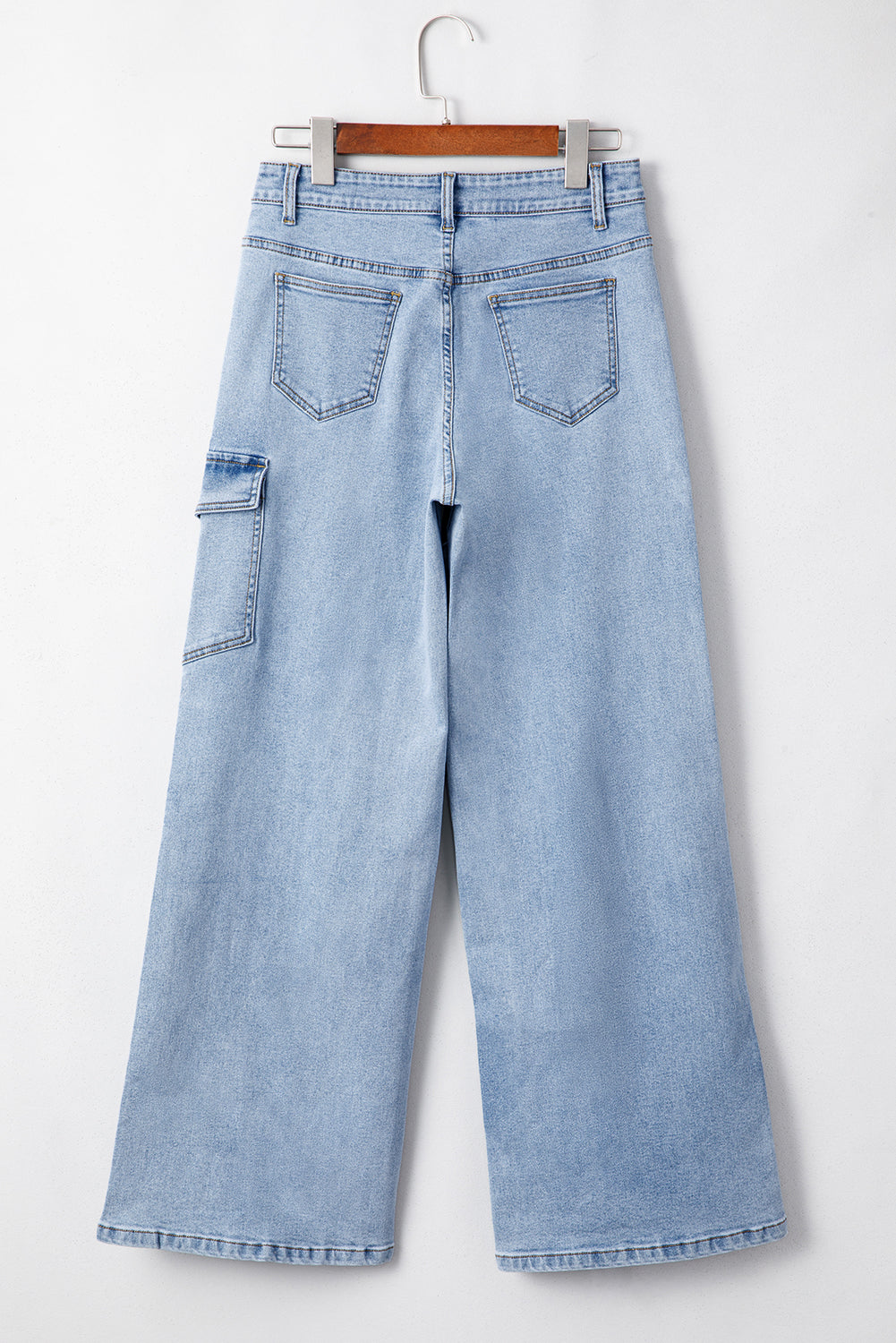 Beau Blue Bowknot Decor Boyfriend Cargo Jeans