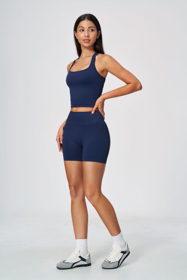 Supportive Racerback Top & High Waist Seamless Shorts Set
