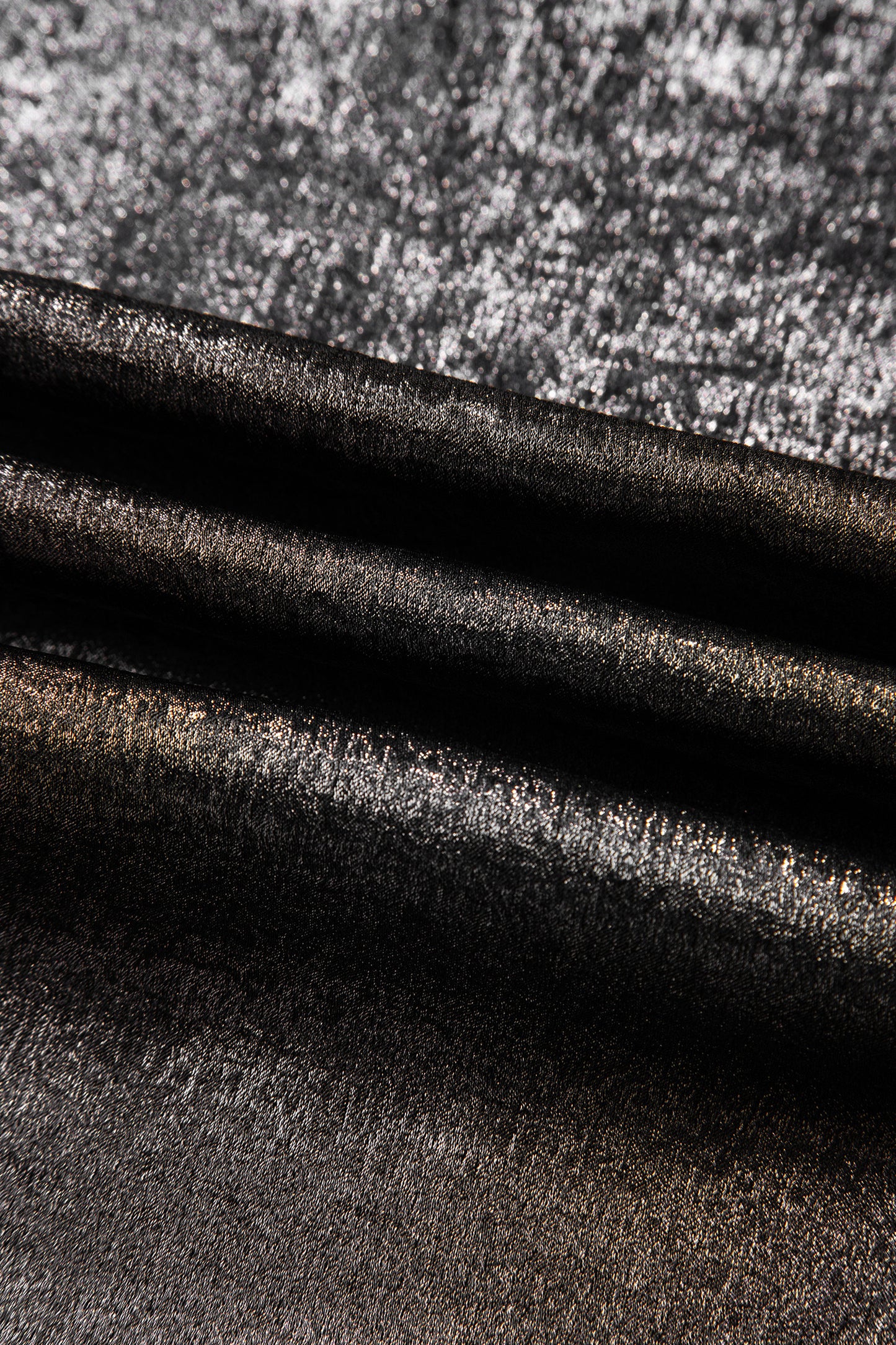 Silvery Metallic Round Neck Ruffle Trim Sleeveless Top