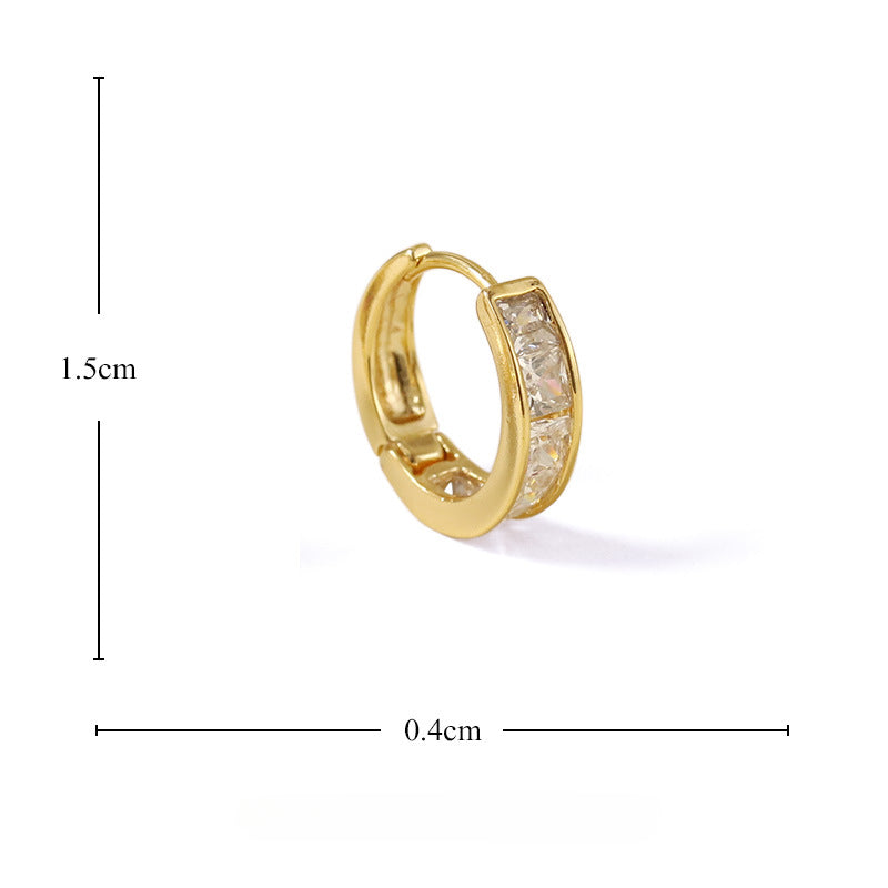 Zircon Inlaid Buckle Mini Hoop Earrings