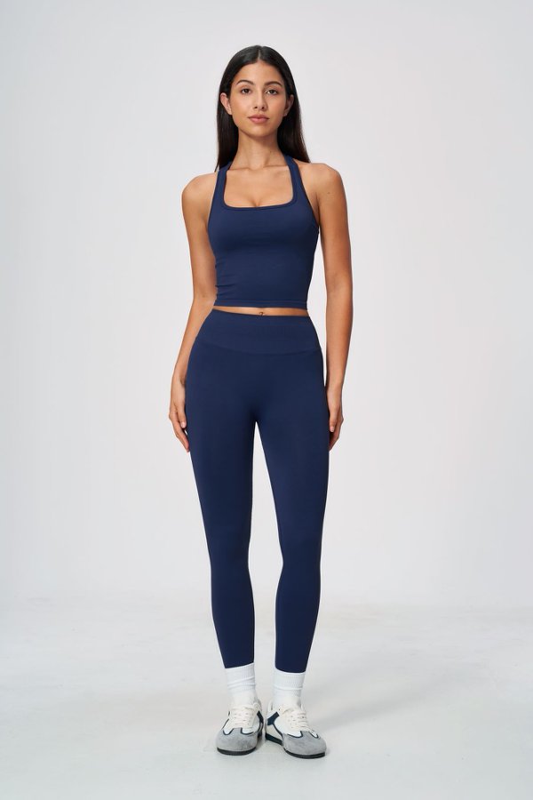 Halter Neck Cropped Tank & Seamless Leggings Set