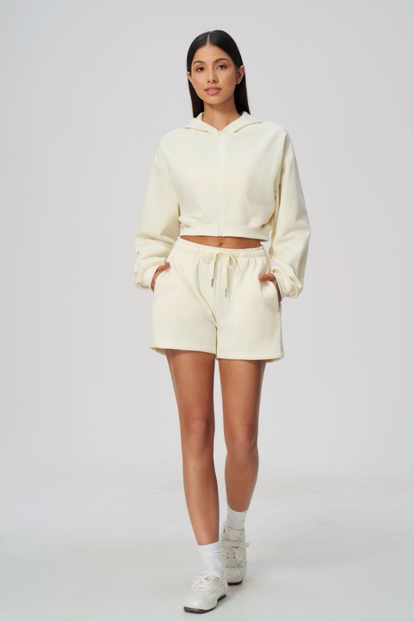 Cropped Zip Up Hoodie & Matching Shorts Set