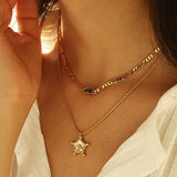 Seashell Star and Green Zircon Necklace