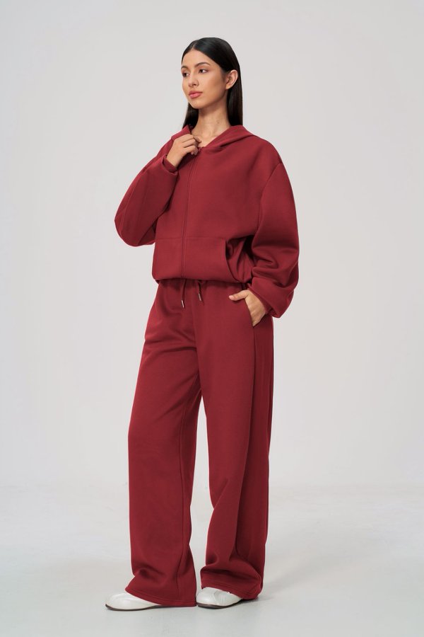 Zip Up Hoodie and Wide Leg Sweatpants Set