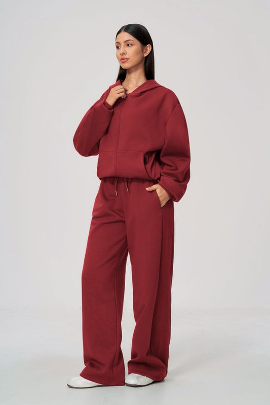 Zip Up Hoodie and Wide Leg Sweatpants Set