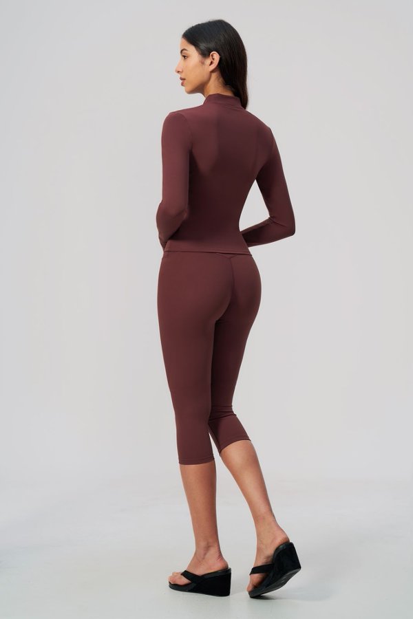 V Neck Bra & Cropped Leggings with Jacket Set