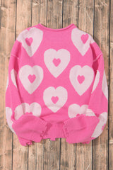 Bonbon Pearl Beaded Heart Drop Shoulder Sweater