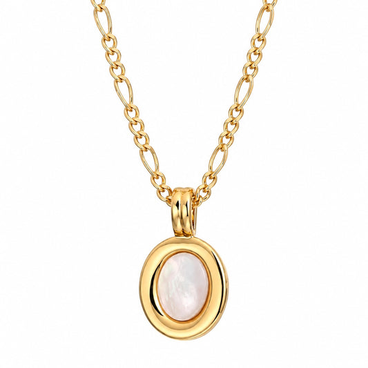 Oval Stone Pendant Necklaces - Opal