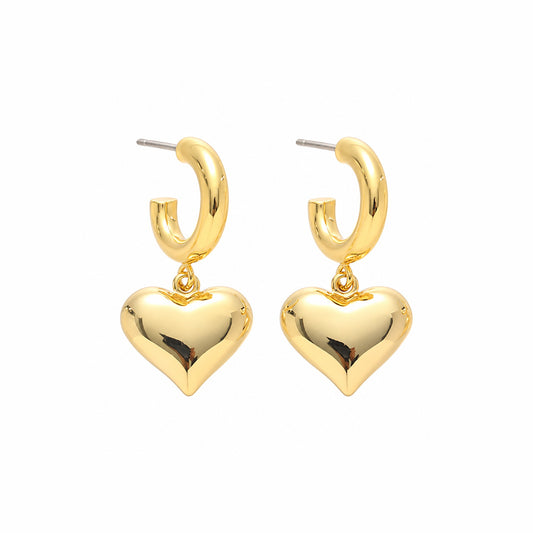 Chunky Heart Charm Earrings