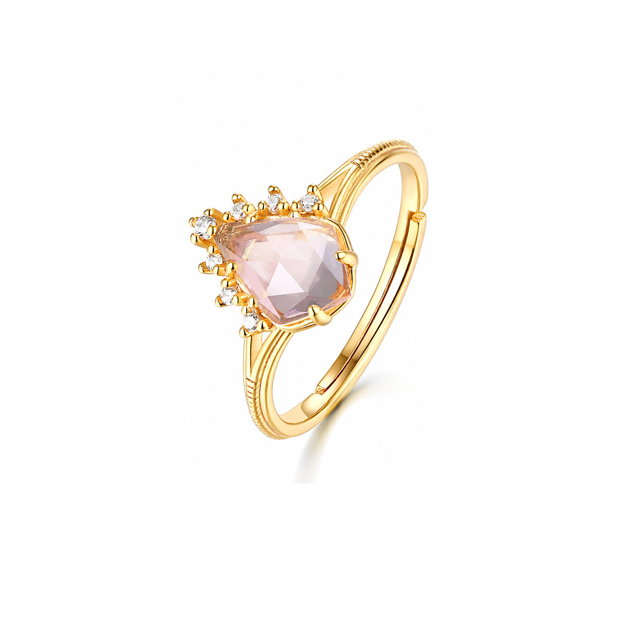 Apricot Rose Quartz Gold Vermeil Ring