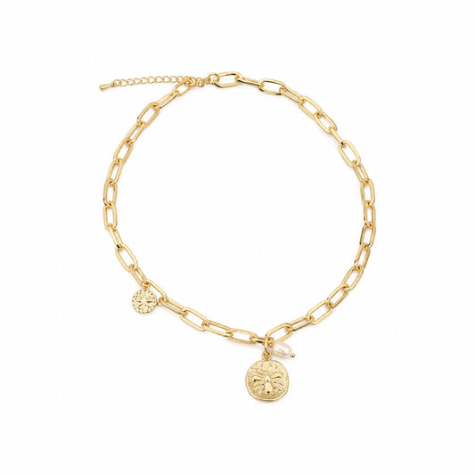 Pearl Spider Star Coin Necklace