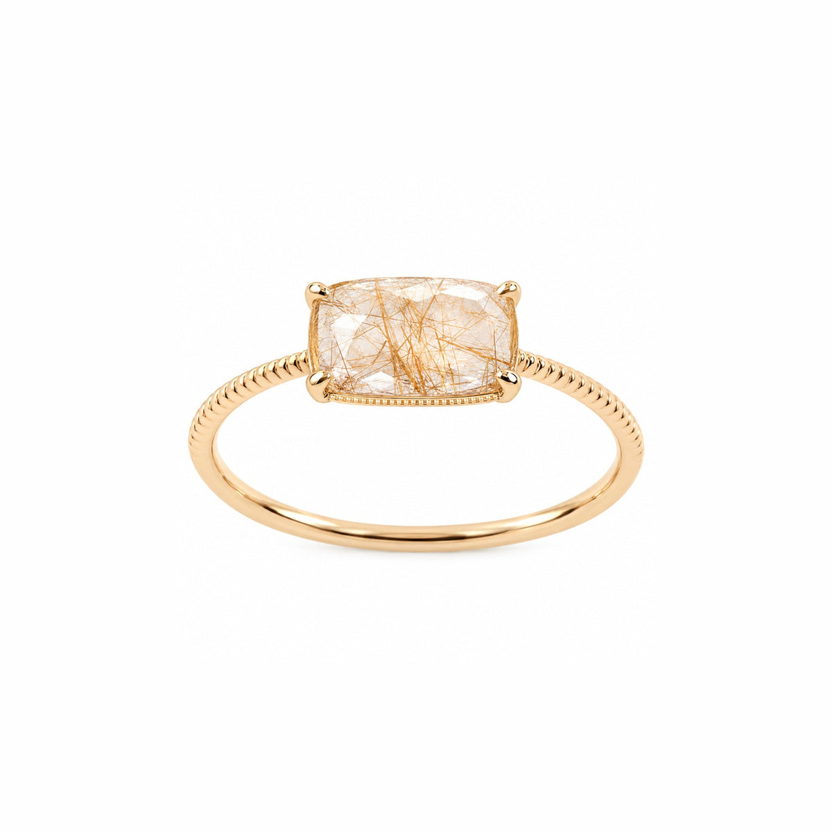 Cube Candy Gold Vermeil Ring - Yellow Rutilated Quartz