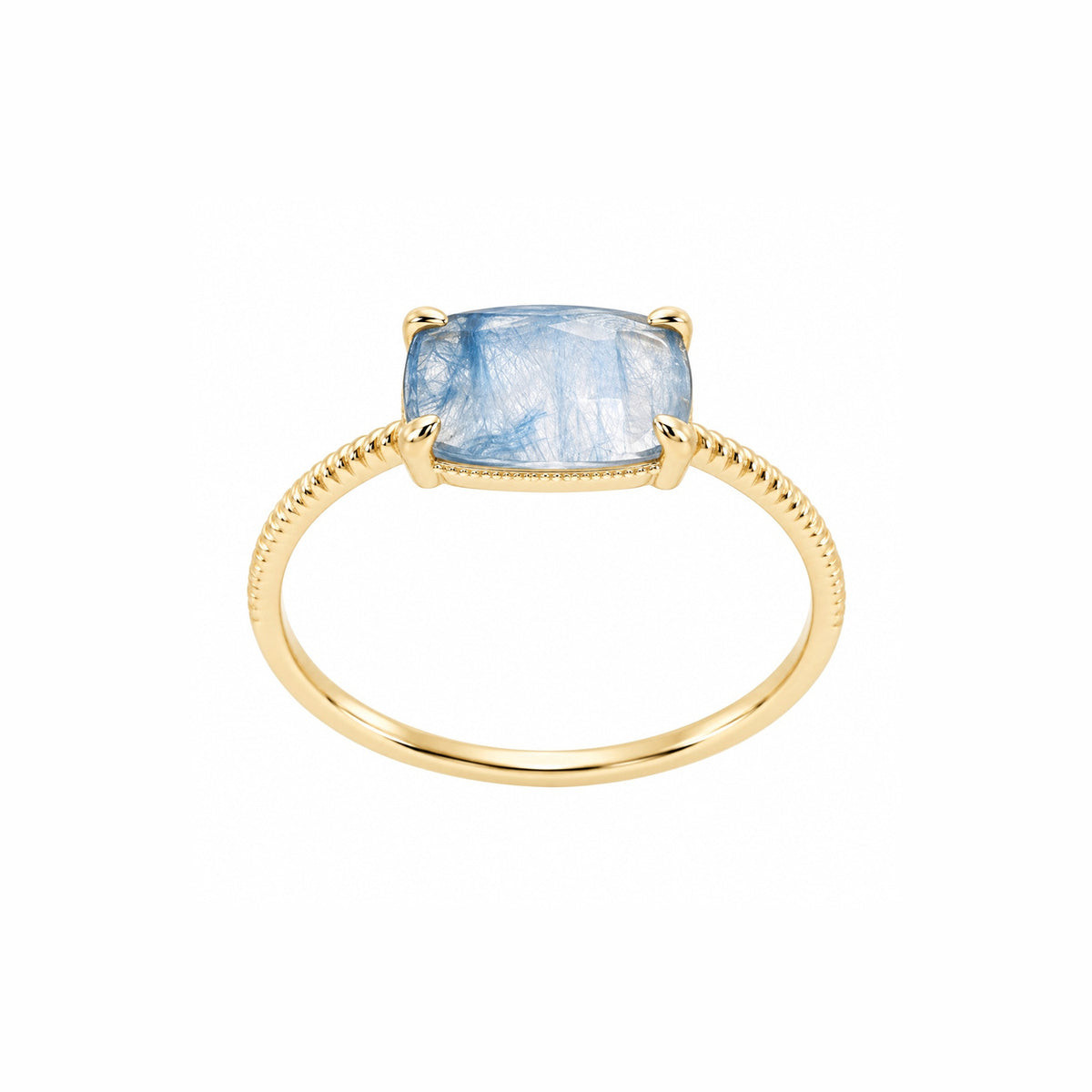 Cube Candy Gold Vermeil Ring - Blue Rutilated Quartz