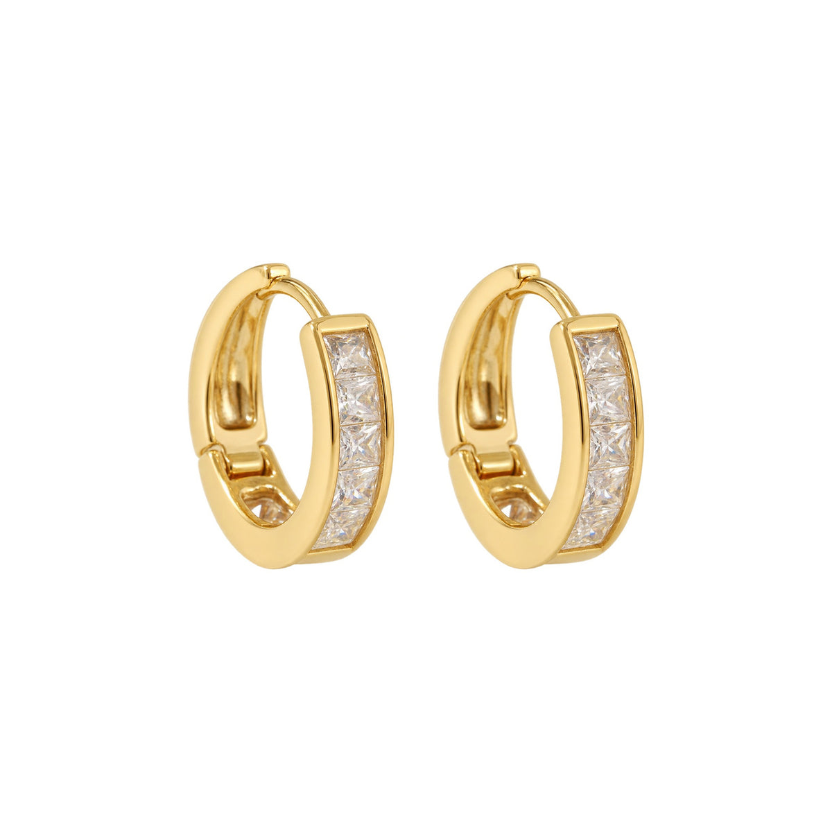 Zircon Inlaid Buckle Mini Hoop Earrings