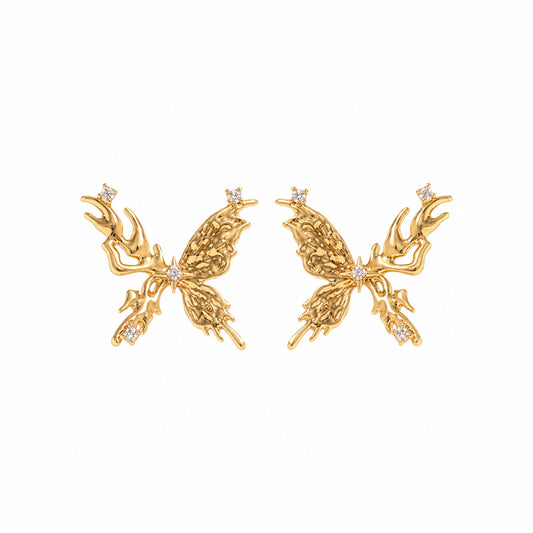 Flaming Butterfly Necklace And Earring - Earrings