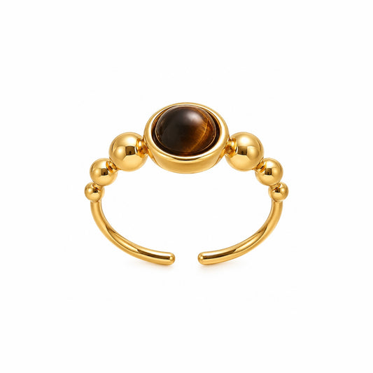 Portrait And Tiger's Eye Open Ring - Eye
