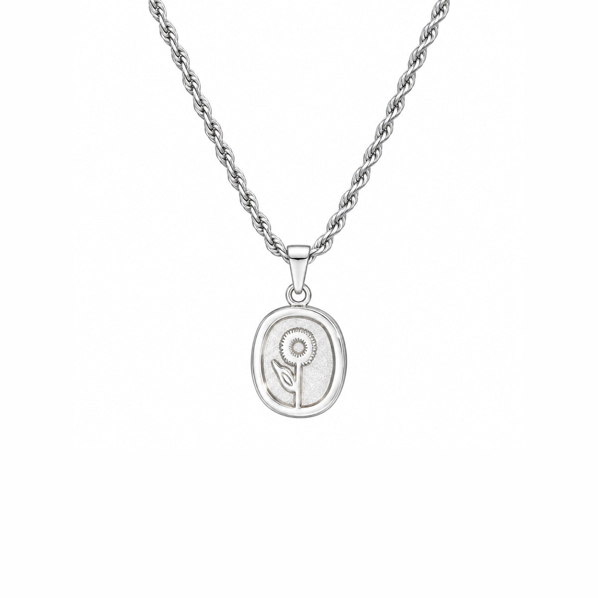 Sunflower Pendant Necklace With Twisted - Silver