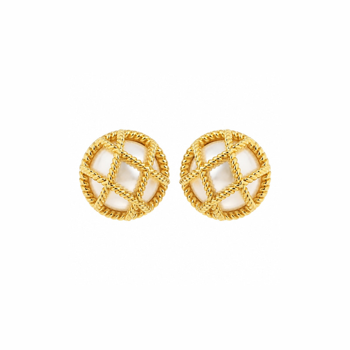 Elegant Lattice Design Studs - Gold