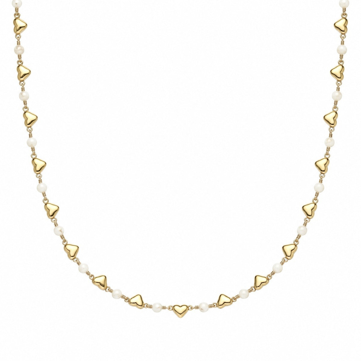 Alternating Shell And Hearts Chain - Necklace