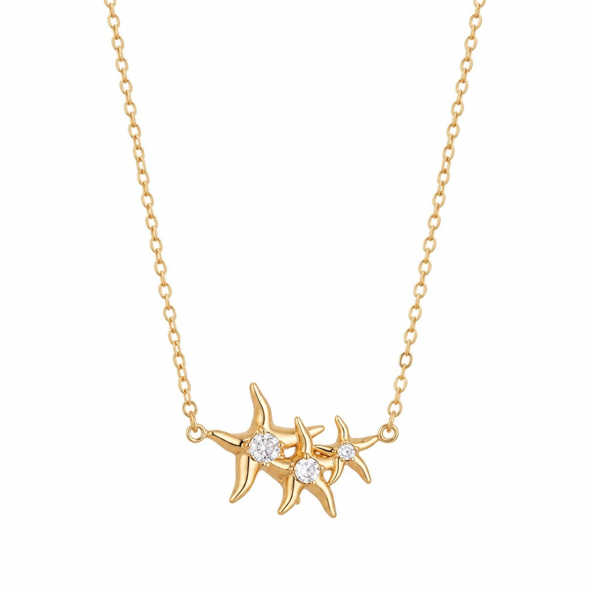 Zircon Micro Starfish Necklace - 3 Stars