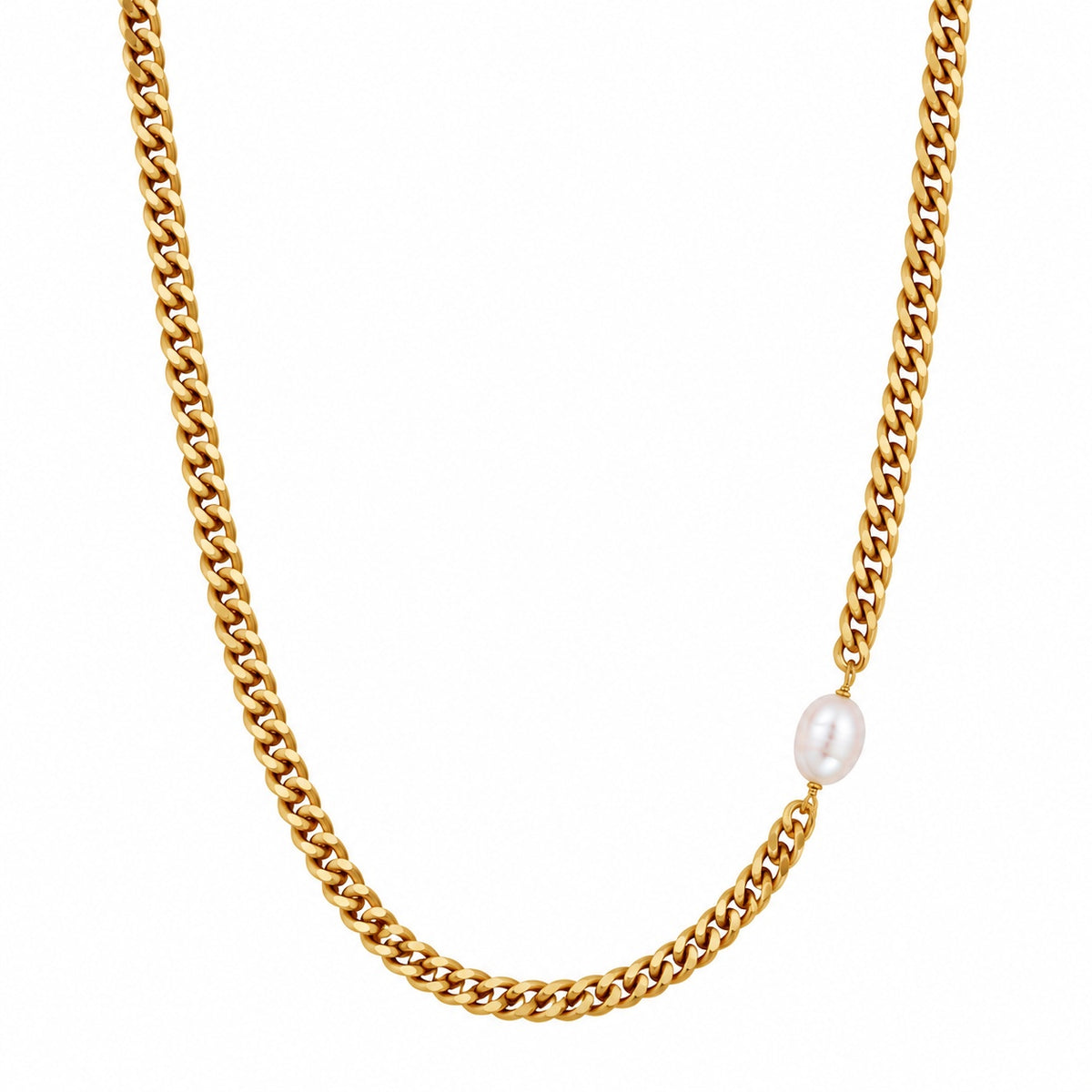 Heart Pendant Chain And Pearl Choker - Pearl