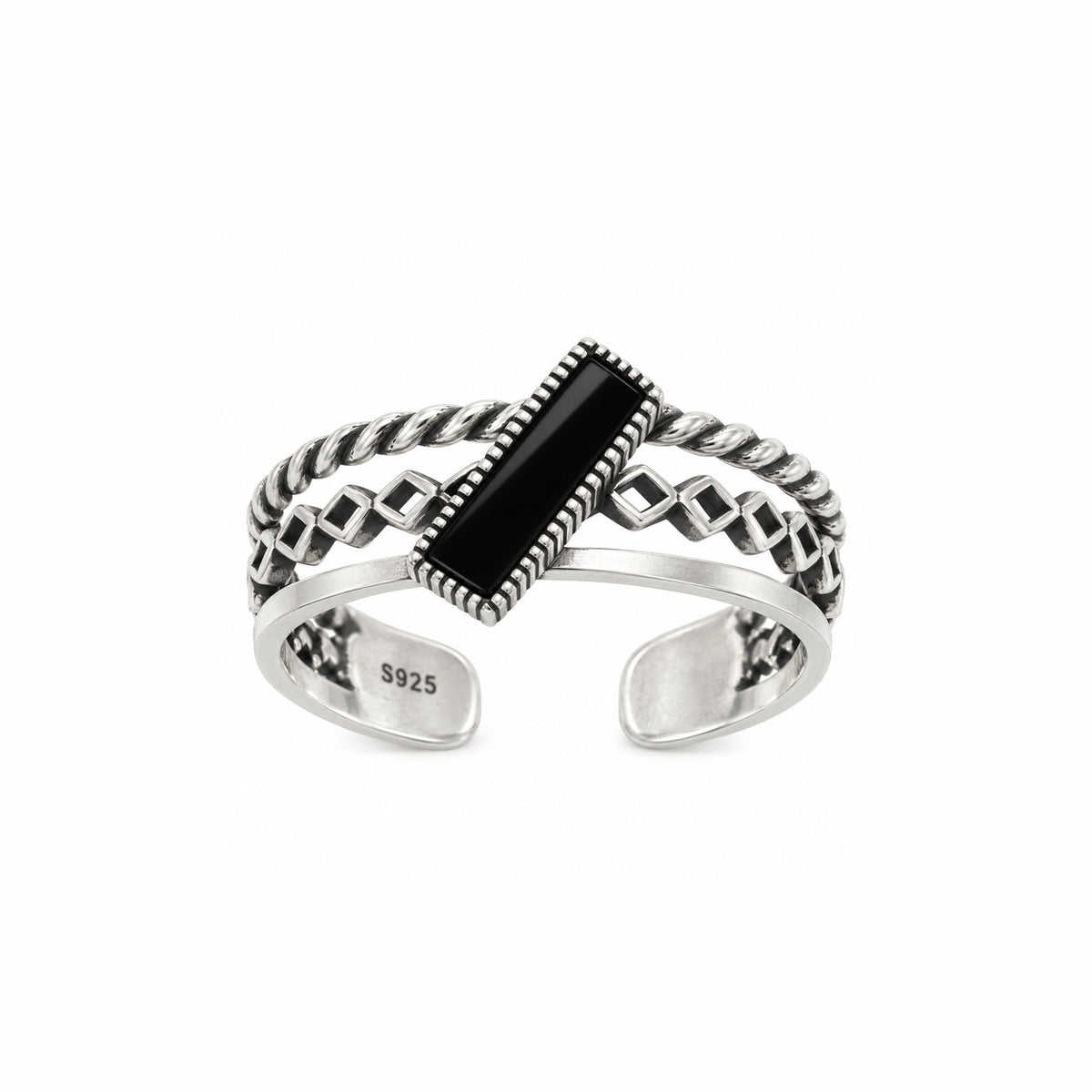 Black Fashion Sterling Silver Ring