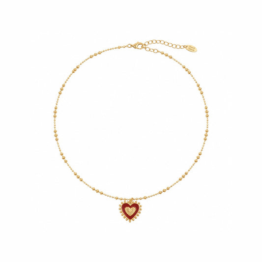 Heart Beaded Earrings And Necklace - Necklace