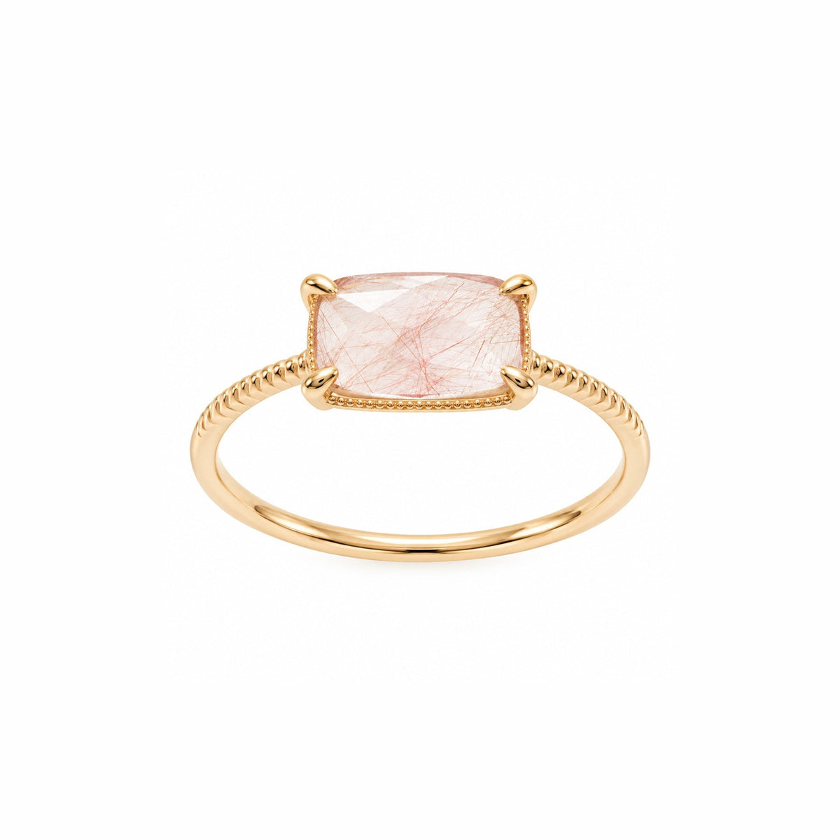 Cube Candy Gold Vermeil Ring - Red Rutilated Quartz