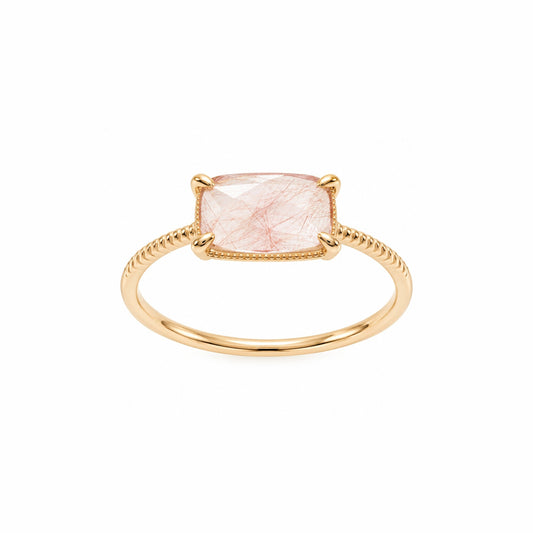 Cube Candy Gold Vermeil Ring - Red Rutilated Quartz