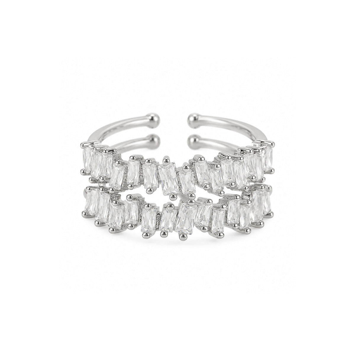 Double Layer Zircon Open Ring