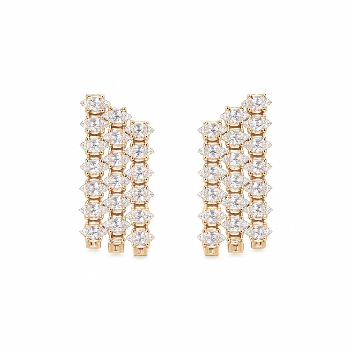 Zircon Slanted Rectangle Earrings - White