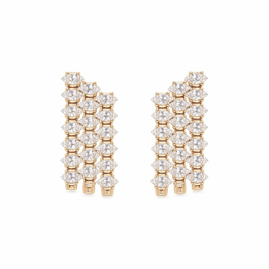 Zircon Slanted Rectangle Earrings - White