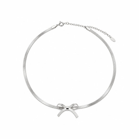 Coquette Bow Choker - Silver