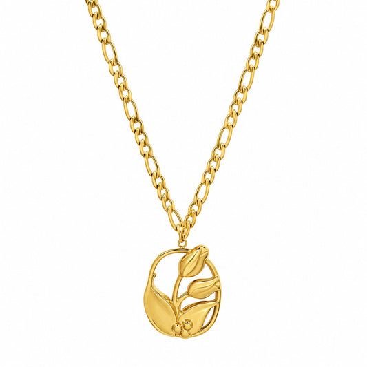 Tulip Flower Pendant Necklace - Gold