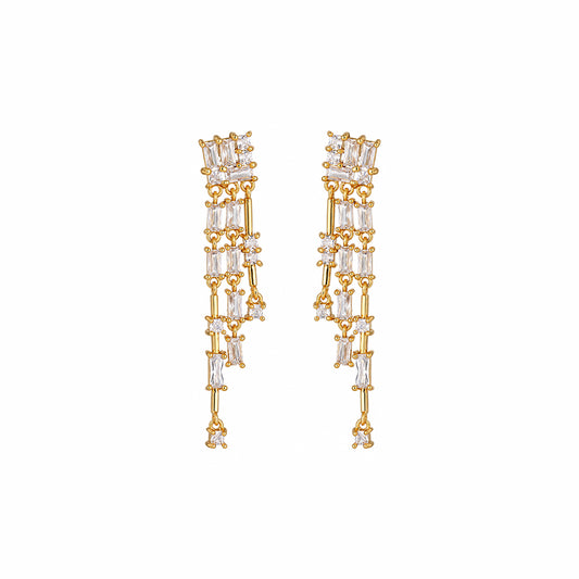 Zircon Tassel Dangle Earrings