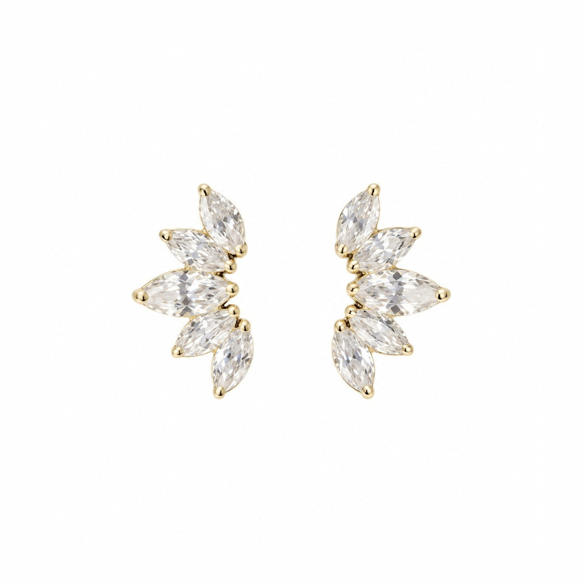 Angle Crystal Gold Vermeil Earring - Gold