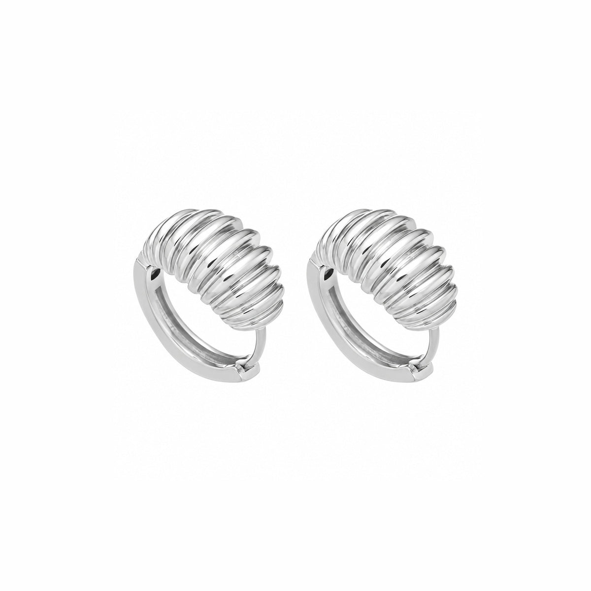 Ribbed Mini Hoops Earrings - Silver