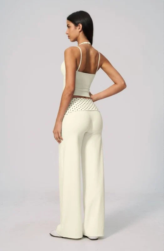 Polka Dot Halter Top & Foldover Pants