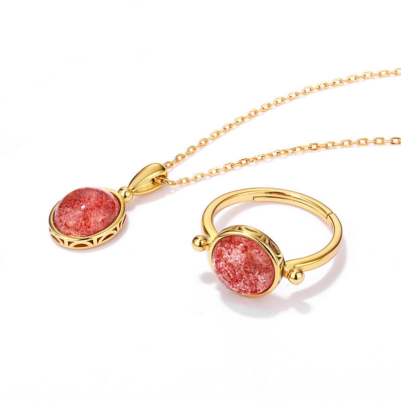Strawberry Quarz Gold Vermeil Necklace