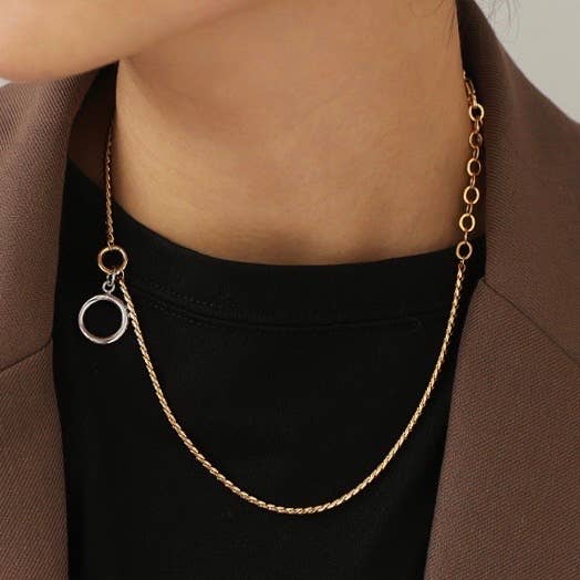 Single Ring Pendant Necklace|18K Gold Plated brass