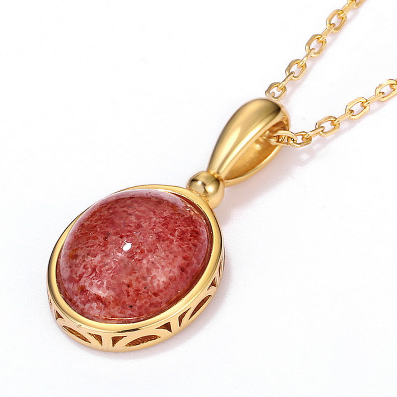 Strawberry Quarz Gold Vermeil Necklace